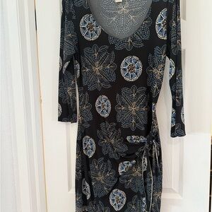 Max Studio Gold and Gray Ruched Long Sleeve Sheath Dress